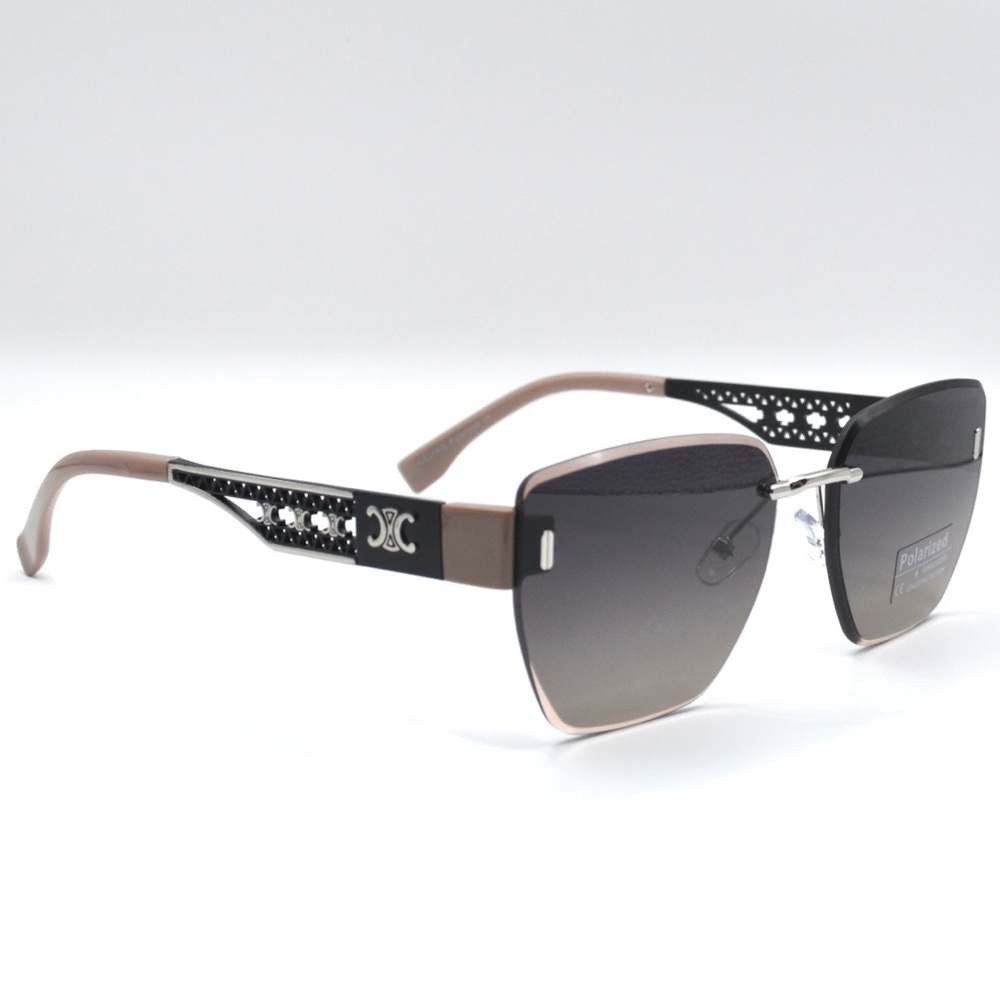 Celine Women Rimless Sunglasses | Tan/Silver/Black | New | No Box | No Tags - Picture 3 of 16